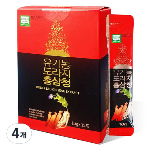 네추럴참푸드 유기농 도라지 홍삼청 15p, 150g, 4개