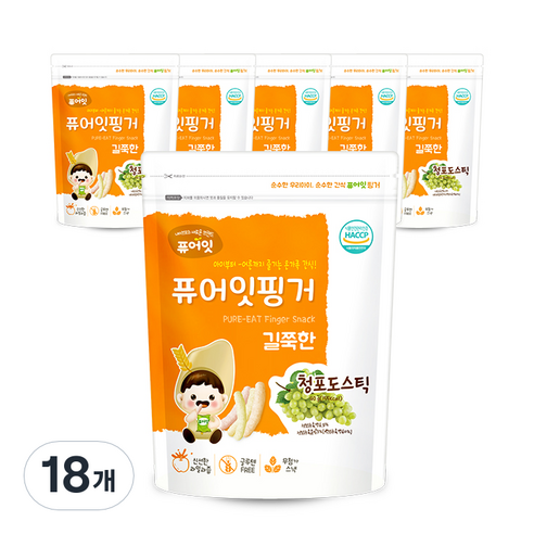 퓨어잇 핑거 길쭉한 청포도스틱, 청포도, 30g, 18개