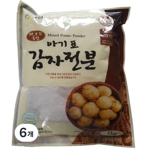 풍전 국산 아기표 감자전분, 1kg, 6개