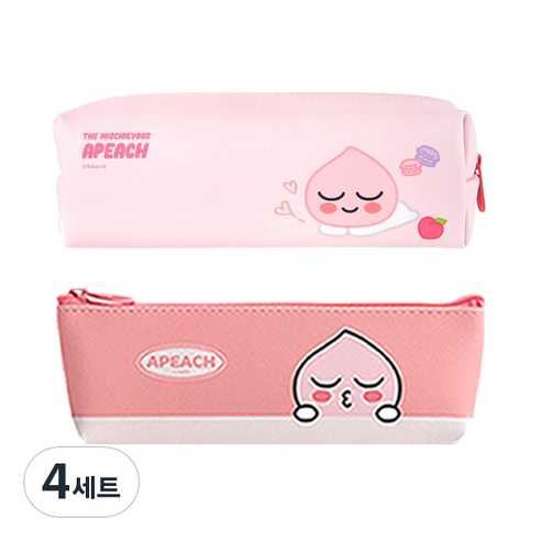 카카오프렌즈 모던 st 미니 삼각 필통 + 사각필통, 필통(핑크 어피치), 사각필통(어피치), 4세트