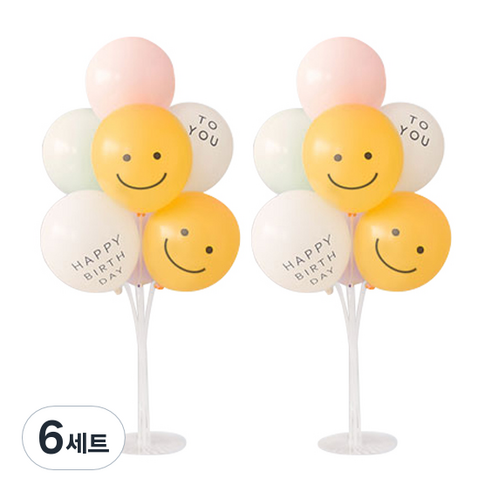 해피 스마일 풍선꽂이 13, 혼합색상, 6세트