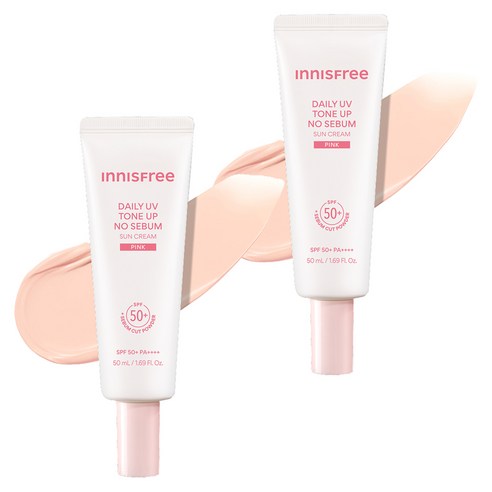 이니스프리 데일리 유브이 톤업 선크림 핑크 SPF50+ PA++++, 2개, 50ml