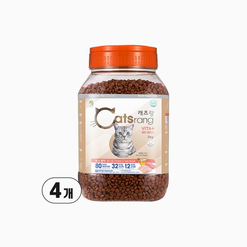 캐츠랑 전연령 고양이 비타플러스 건식사료, 생선, 2kg, 4개