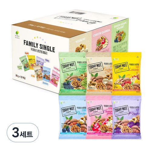 투데이넛 너트한줌 패밀리 6종 세트, 240g, 3세트