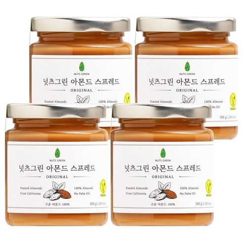 넛츠그린 아몬드 스프레드, 200g, 4개