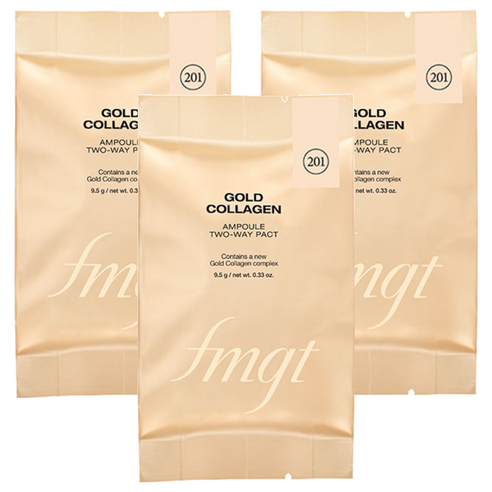 fmgt 골드 콜라겐 투웨이 팩트 파우치 리필 9.5g, 201 애프리콧 베이지, 3개