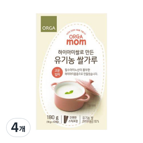 올가맘 하이아미쌀로 만든 유기농 쌀가루 고운입자, 4개, 180g