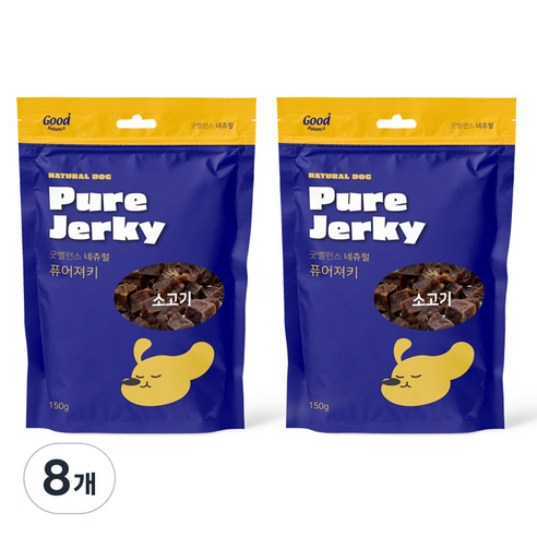 굿밸런스 강아지 네츄럴 퓨어 져키, 소고기, 150g, 8개