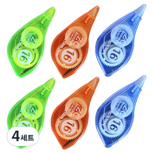 영아트 이지클린 수정 테이프 3종 x 2p 세트, 그린, 블루, 오렌지, 4세트