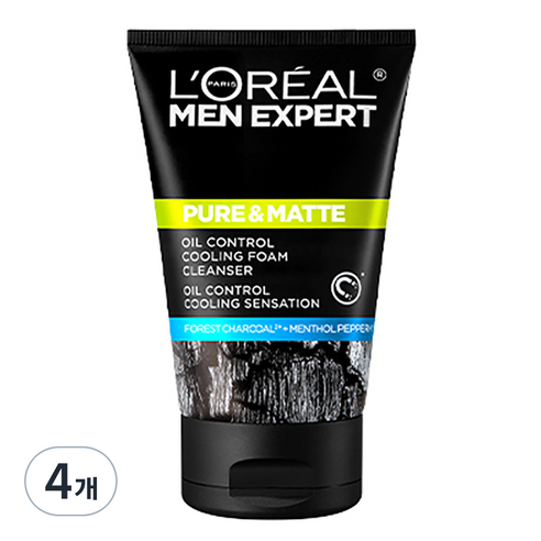 로레알파리 퓨어 앤 매트 오크 차콜 아이시 이펙트 폼, 100ml, 4개
