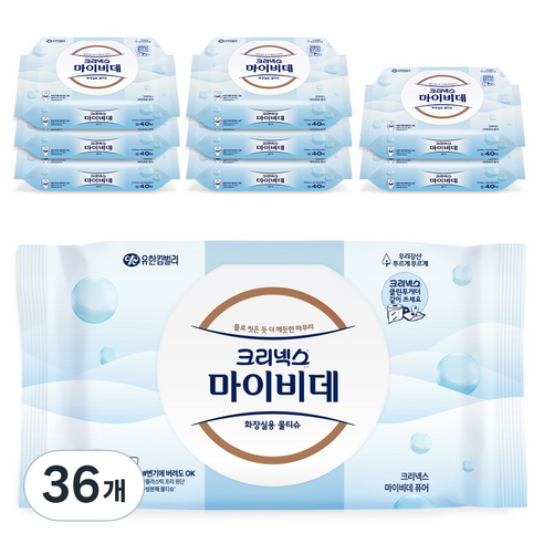 마이비데 크리넥스 퓨어 캡형, 40매, 36개