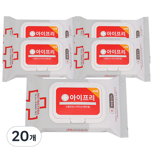 아이프리 휴대용 더 클린 손소독티슈 캡형, 20매, 20개