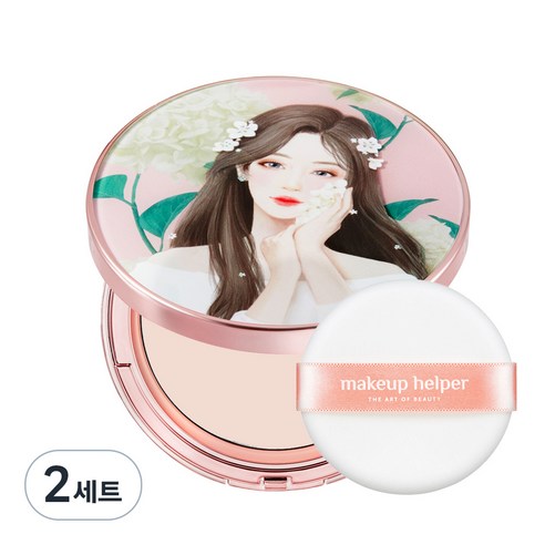 메이크업헬퍼 아트 팩트 오리지널 프로 피니쉬 25g 스위트소피아 + 전용 퍼프 세트, 21호 라이트핑크, 2개