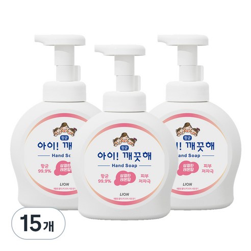 아이깨끗해 핸드워시 용기형 상큼한 레몬향, 490ml, 15개