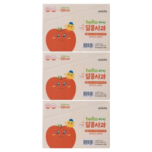 아올다 헬로아이 착즙 달콤사과, 사과맛, 100ml, 30개