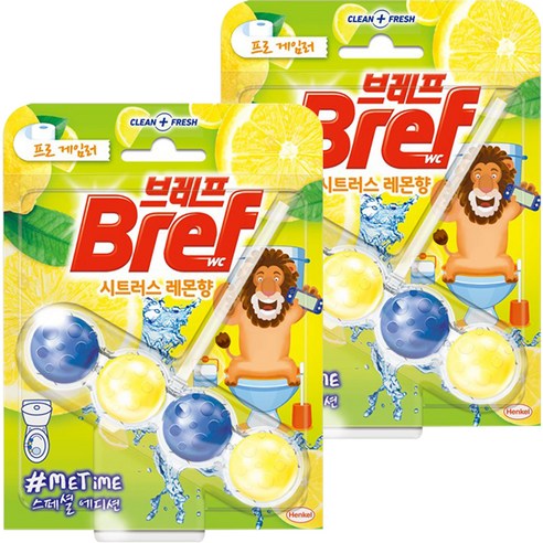 헨켈 브레프 파워액티브 변기세정제 레몬향, 50g, 2개