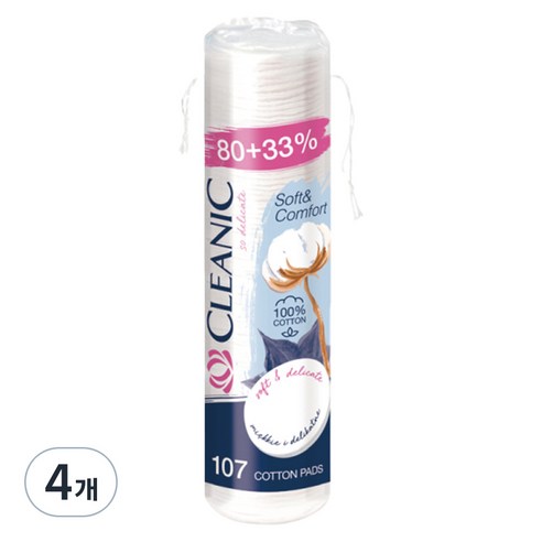클레아닉 Pro Silk 소프트 앤 컴포트 화장솜, 107매입, 4개