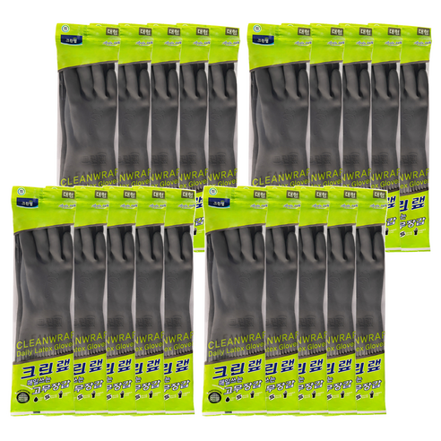 크린랲 매일쓰는 고무장갑 양손세트, 그레이, 대(L), 20개