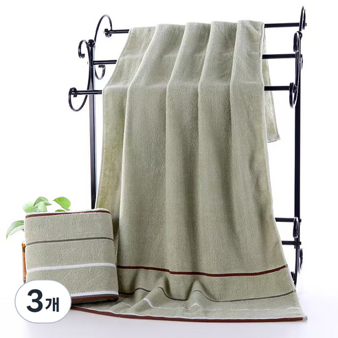 원이네 3단선 면 바스타월 350g 면사, 그린, 3개