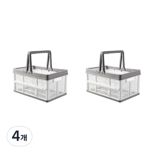 아리코 접이식 리빙 바스켓 29.8 x 19.7 x 15.6 cm, 화이트, 4개