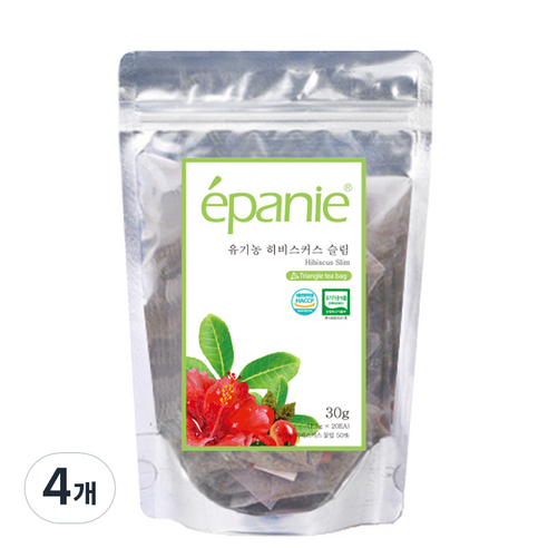 에빠니 유기농차 티백 히비스커스 슬림, 1.5g, 20개입, 4개