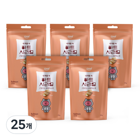 굿밸런스 고양이 하트시리얼 간식 80g, 연어맛, 25개