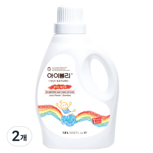 아이블리네이쳐 대나무 성분 섬유유연제 로터스 플라워향 본품, 1.8L, 2개