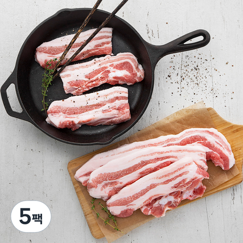 도드람 한돈 1등급 두꺼운 삼겹살 구이용 (냉장), 1kg, 5팩