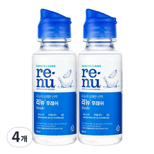 리뉴 후레쉬 렌즈세정액, 60ml, 4개