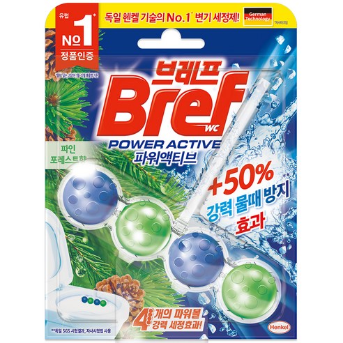 Bref 브레프 변기세정제 파워액티브, 50g, 1개