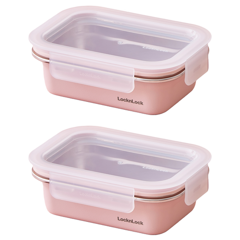 락앤락 컬러스텐코지 밀폐용기 미스티 로즈 400ml, 2개, 단품