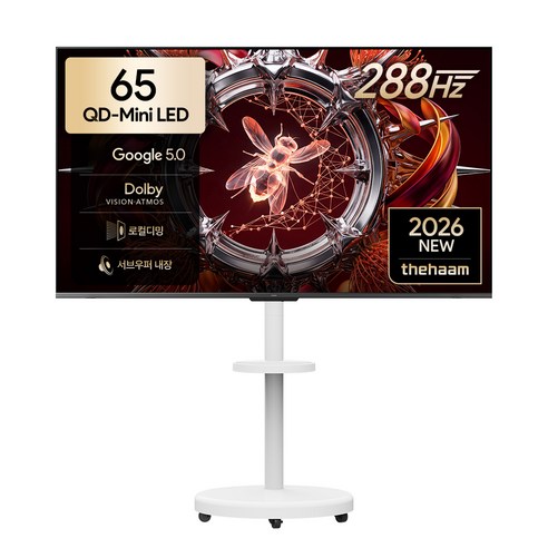 더함 4K UHD 구글 5.0 이동식 288Hz 스마트TV 패키지, 165cm(65인치), UA651MINILED N10S Google5.0 288Hz, 이동형 스탠드, 방문설치