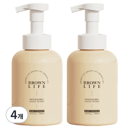 브라운 라이프 저자극 모찌버블 핸드워시 베이비파우더향, 500ml, 4개