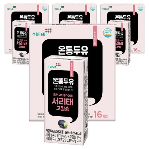 서울에프엔비 고칼슘 서리태 온통 두유, 190ml, 64개