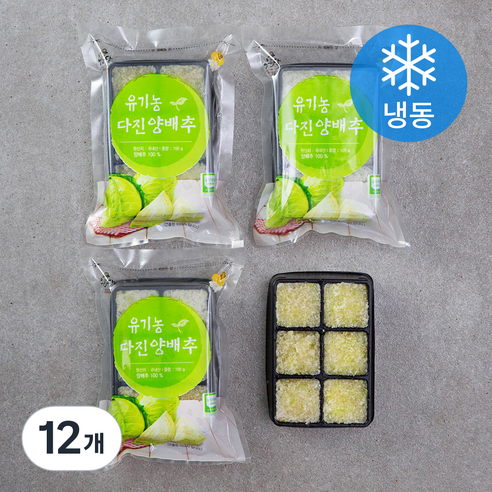 우리땅 웰팜넷 유기가공식품 인증 다진양배추 (냉동), 100g, 12개
