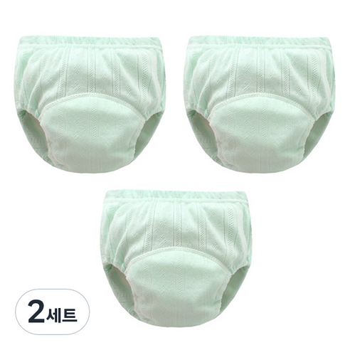 조이멀티 아동용 펀칭 단색파스텔 배변훈련팬티, 그린, 2세트