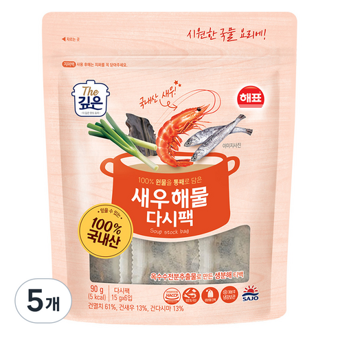 해표 새우해물 다시팩, 90g, 5개