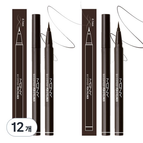 맥퀸뉴욕 워터프루프 펜아이라이너 0.6g, 브라운 블랙, 12개