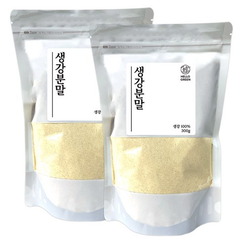 헬로우그린 100% 국산 명품 A급 생강 가루 1kg(팩) 건강분말 실속포장 봉동생강, 500g, 2개