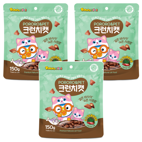 에이비에스엘 뽀로로펫 크런치캣 간식, 혼합맛(소고기/클로로필), 150g, 3개