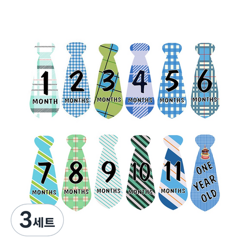 베이비 먼스 스티커 넥타이, 혼합색상, 3세트