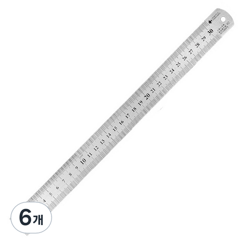 영바영 스테인레스 스틸 반영구 양면 직자 30cm, 실버, 6개
