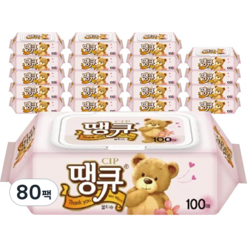 땡큐 캡형 물티슈, 100매, 80팩
