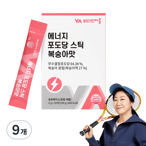 비타민마을 에너지 포도당 스틱 복숭아맛, 6g, 30개입, 9개