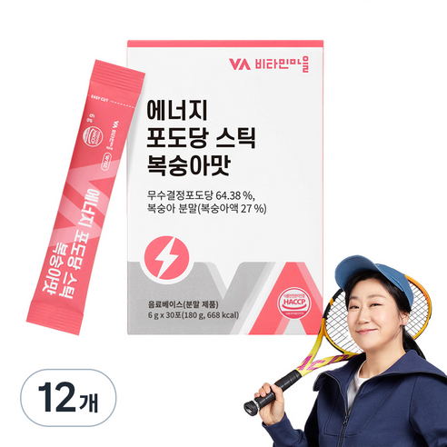 비타민마을 에너지 포도당 스틱 복숭아맛, 6g, 30개입, 12개