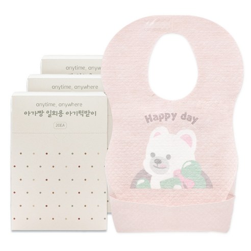 아가짱 유아용 일회용 턱받이, 강아지, 20개입, 3개