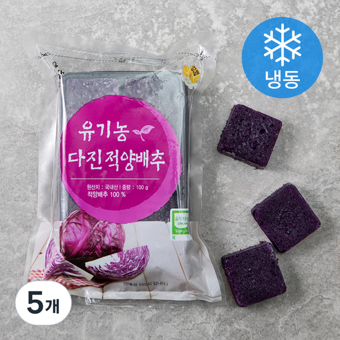 유기가공식품 인증 웰팜넷 유기농 다진적양배추 (냉동), 100g, 5개