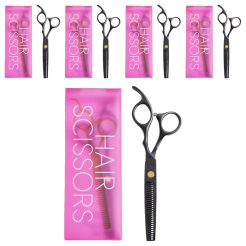 넬릭 스타일컷 엣지 미용 가위 숱형, 5개, 메탈 블랙