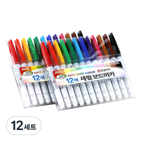 자바펜 세필보드마카, 12색, 12세트