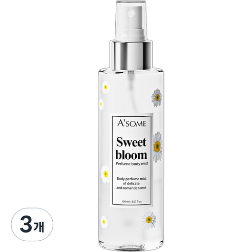 ASOME 퍼퓸 바디미스트 스위트 블룸, 3개, 150ml